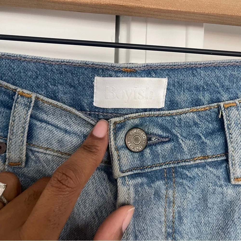 BOYISH The Brady in La Porta High Rise Crop Flare Jeans Stretch Comfy